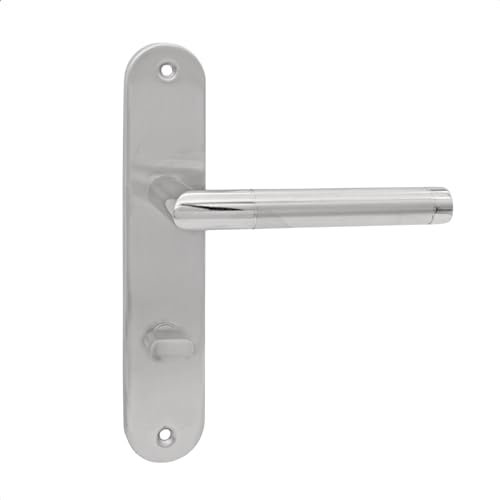 domino Türgriff 78 Drückergarnitur WC - Badezimmer Set Links & Rechts Türbeschlag für WC/Badezimmertüren L-Form Türbeschläge aus Edelstahl Silber Türdrückergarnitur SPECTRA INX
