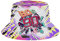 Angelhut Retro 80Er 90Er Jahre Trippy Angler Hut Reversible Bucket Hat Weich Fischerkappe Für Damen, Outdoor, Camping