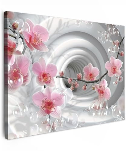 MuchoWow© Bilder 70x50 cm Wohnzimmer Deko Moderne Wandbild Kunstdruck auf Leinwand Bild Schlafzimmer über Bett Room Decor Geschenke Blumen - Tunnel - Abstrakt - 3D
