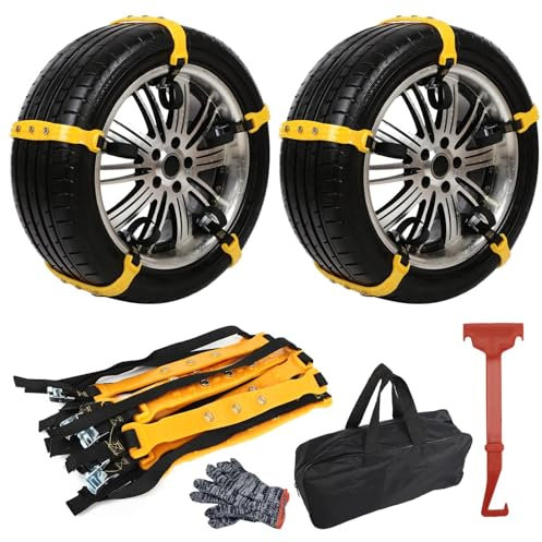 10 Stück Universal Schneeketten Mit Nylontasche für Reifen 165-275mm für Auto, LKW, SUV - Anfahrhilfe, Winterketten, Snow Chains, Autosock, Snow Socks