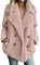 Generico Elegante Damen Fleece Jacke, Einfarbig Kurze Kleidung Teddy Jacken Casual Baggy Sweatshirt Fleece Damen Und Plus Size Knöpfe, Plüsch Cardigan Streetwear Mäntel, Rosa, XXL