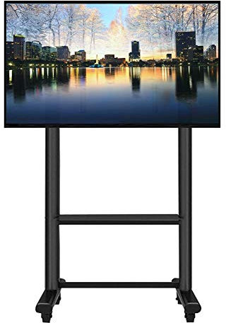 XNXYSMKJ Tragbarer mobiler TV-Ständerwagen für 55 bis 90 Zoll Fernseher, Büro-Bodenwagenständer mit rutschfesten Bremsen