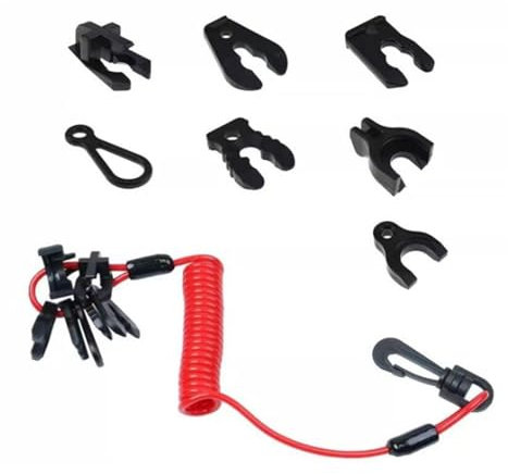 Cordon de sécurité pour bateau - Cordon d'arrêt d'urgence pour moteur hors-bord avec 7 clés | Cordon d'attache pour moteur de bateau pour un arrêt sûr du moteur, cordon d'allumage pour moteurs hors-bo