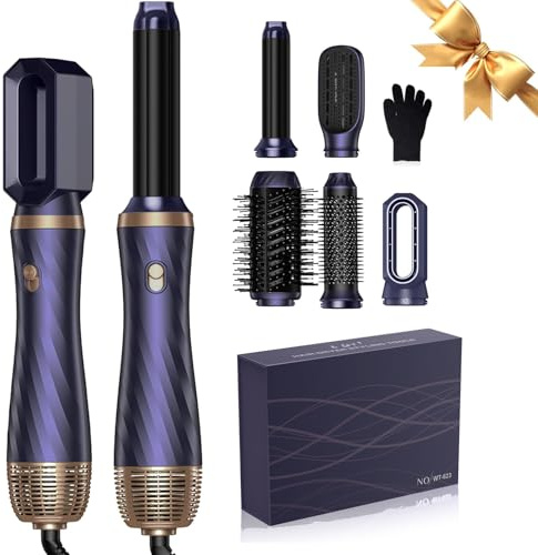 UMIGA Airstyler Set 6 In 1, Hair Styler Set, Air Styler Mit Rundbürstenföhn, Haarstyler Warmluftbürste, Airflow Lockenstab Automatisch, Volumen Föhnbürste,Für Glätten, Trocknen, Volumen, Locken