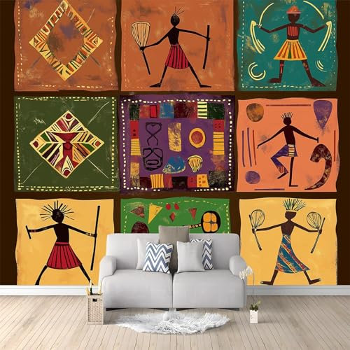 Art Fototapete Tapete Afrikanische Stammessymbole Vlies Tapeten Moderne Wandtapete Wohnzimmer Schlafzimmer Study Wohnzimmer Restaurant Cafe Dekoration 200 x 140 cm