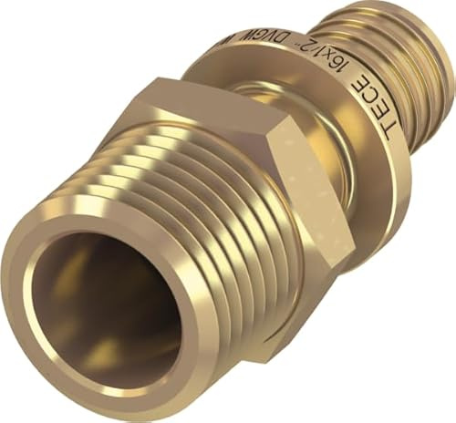 TECE Übergangsnippel Messing, 25 x 1 (nr.765508) | 16/20/25/32 mm DVGW Messing Wandscheibe Winkel Kupplung T-Stuck Druckhülse