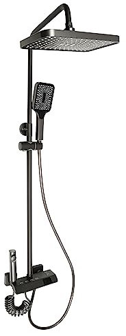 Colonne De Douche Thermostatique Avec Affichage LED Et Douche à Main Système De Douche,3 Modes Ensemble De Douche Mitigeur Baignoire,Pour Chambres, Hôtels, Salles De Bains,Gymnases (Gris)