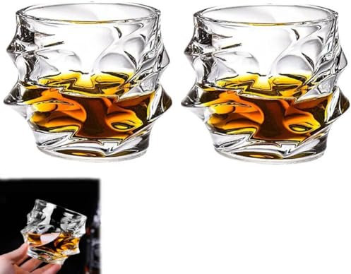 Pessrrtewg Storm Japanese Crystal Whisky Glass,Old Fashioned Whiskey Glasses,Heavy Crystal Bar Glassware,Crystal Whiskey Tasting Glass,Rocks Glasses Set Bourbon Gifts for Father Men (2pcs)