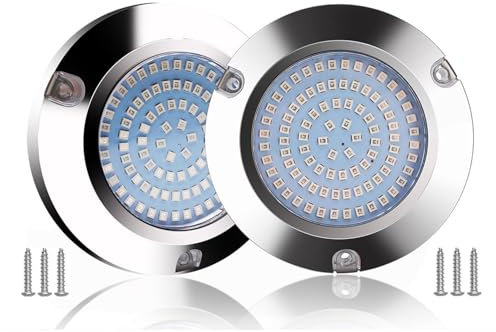 Greluma 2 Stk 90 LEDs Rundes Hecklicht für Marine Pontons, IP68 wasserdichtes Edelstahl Bootsdeck Heck Angellicht, DC 12-24 V, Weiß