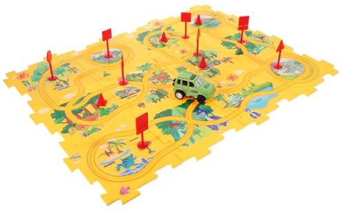 ibasenice 1 Satz Autostrecken für laubsägen Set für für Fahrzeuge Konstruktions- Auto-Puzzle Jungen Dinosaurierspielzeug Plastik Yellow