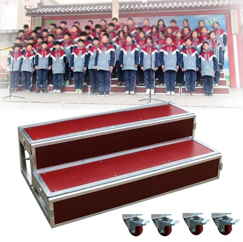 Scalini per vasca idromassaggio con ruote antiscivolo per scale commerciali per scuole, teatri, cori e servizi fotografici, lunghezza 127 cm, altezza 20 cm, altezza 61 cm, design a 2 livelli