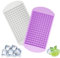 Mini Ice Cube Trays, 2 Pcs Small Ice Cube Trays with Silicone Material, Perfect for Baby Food, Cocktails and Dorm Freezers, Compact Design 23.6x11.9cm (White + Purple)