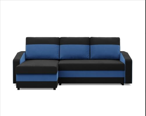 Agritrade AK Orion Sofa Bed – Modern Convertible Couch with Optional Corner Section & Storage – Multiple Colours (BLACK +BLUE, Corner - L Shape Sofa)