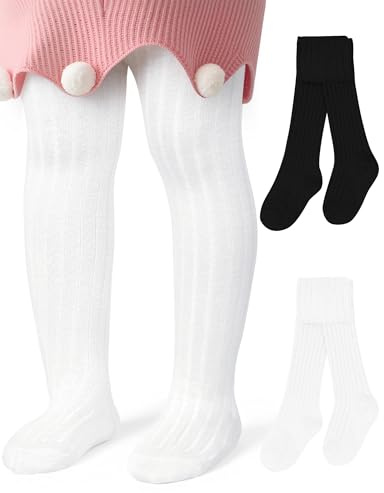MELLIEX Lot de 2 Collants pour Bébé, Collants Chauds Doux Collant Taille Haute pour Enfant de 0-30 Mois (Filles et Garçons)