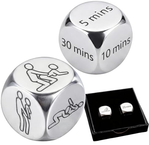San Valentino per Lui/Lei, Gioco di Dadi Romantico per Coppie – Dadi in Acciaio Inox Tempo & Posizioni | Idea Regalo per San Valentino, Anniversari e Natale