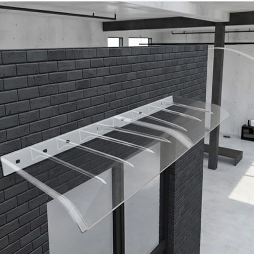 Breite 40 50 60 cm Vordach für Haustür aus 3,5 mm Massiv Polycarbonat, Pultbogenvordach Haustürvordach Überdachung UV-Schutz Türdach Regenschutz für Fenster & Kellerfenster(Klar,60x190cm)