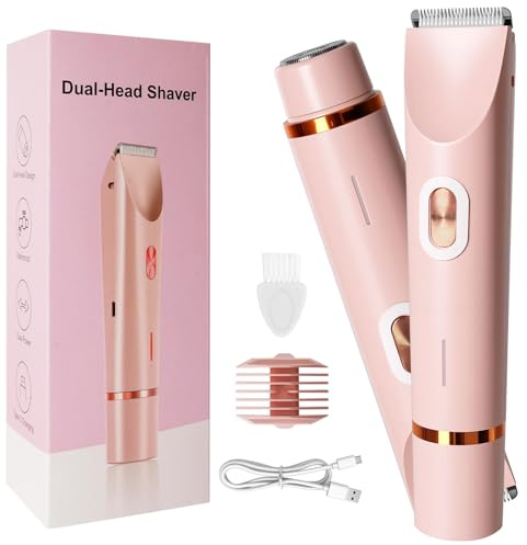 Afeitadora Eléctrica Para Mujer, 2 en 1 Depiladora Mujer Para Uso Húmedo y Seco, IPX7 Impermeable y Carga USB, Rasuradora Mujer Zona Intima, Removedor De Vello Facial Para Axilas, Piernas, Brazos