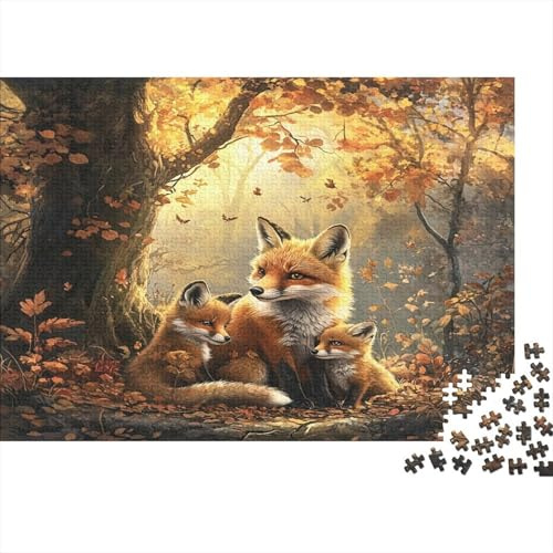 Familie Fuchs 1000er Puzzle Aus Nachhaltigem Material Premiumpuzzle Familie Fox Zur Förderung Der Feinmotorik Als Reise-Jigsaw-Puzzle EIN Besonderes Gedenkgeschenk 52x38cm/1000pcs