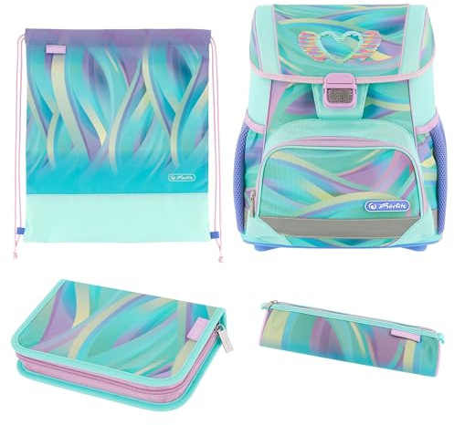 herlitz Schulranzen Set 4-teilig Loop 17 L Ergonomischer Tornister mit geringem Gewicht 1. Klasse Junge Mädchen Kinder