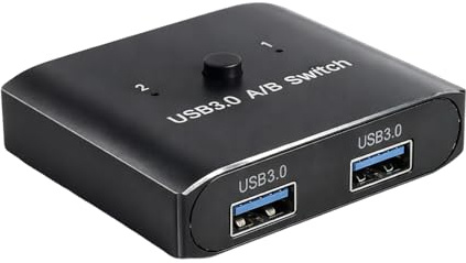 Switch USB 3.0 Bidireccional 2 en 1 1pcs, Conmutador USB 5Gbps para 2 Ordenadores, KVM USB para Teclado Ratón Impresora Escáner, Switch USB 3.0 Plug and Play con LED Compacto