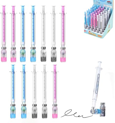 GUUTHQOR Syringe Shape Gel Pens Fun Design With Smooth Writing,Stifte In Spritzenform,Spritze Als Stift Kugelschreiber,0,38mm Schwarzer Neutraler Stift,For Nurses,Students (12pcs)