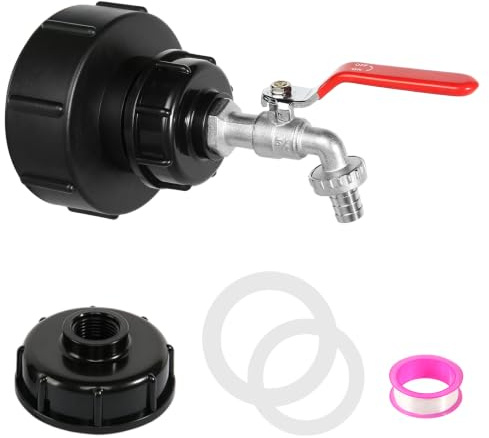 IBC Tank Auslaufhahn 3/4 Zoll mit S100x8/S60x6 Grobgewinde IBC Adapter | IBC Tank Zubehör, Messing Regentonne Hahn, Leckage Verhinderung, für Regenwassertank Wasserfaß Regenfass IBC Container