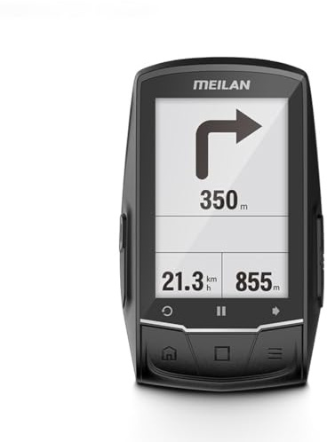 Lagomloot MEILAN M1 GPS Bike Computer, 2.6 Inch Anti-Glare Screen with BLE4.0/ANT+ for Speed Heart Rate Power, Compatible with Komoot Strava