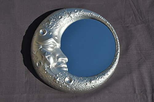 Ideacasa Spiegel Mond, versilbert, Barockstil, künstlicher Vintage-Stil, 32 cm Durchmesser