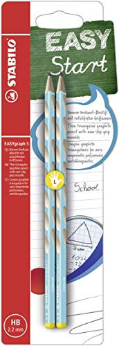 STABILO - Schmaler Dreikant-Bleistift für Linkshänder - EASYgraph S in blau - 2er Pack - Härtegrad HB