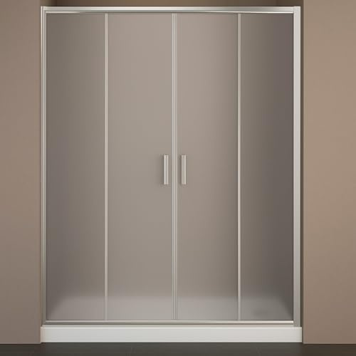 Porta Doccia Scorrevole Slide4 per Box Nicchia Quattro Ante Cristallo Stampato (1, 154-160 x h190 cm)