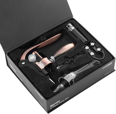 InnovaGoods - Set de Accesorios para Vino, Accesorio para Vino con Acabado, Incluye Accesorios y Estuche, Ideal para Amantes del Vino (5 Piezas)