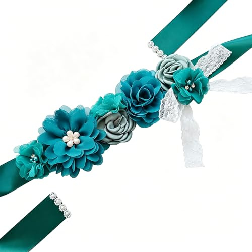 Brautgürtel Spitze Rose Blumen Schärpe Hochzeit Kleid Accessoire Perlen | Feine Spitze mit Rosenblüten-Design und hochwertiger Optik, ideal für Hochzeit und festliche Anlässe
