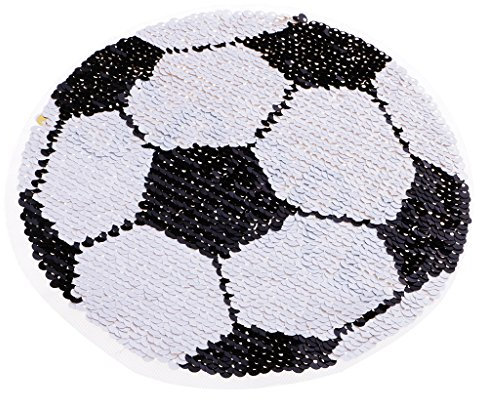 joyMerit Eule Wendepailletten Aufnäher Patch Applikation Pailletten - Schwarz-Weiss Fußball, 18cm