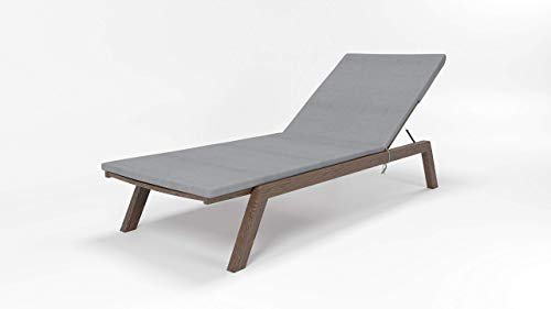 Rollmayer Sitzkissen wasserdicht und regenfest für Sonnenliege Auflage Polster für Gartenliege Liegestuhl Strandliege Kollektion Velvet (Hellgrau 218, 190x54x4cm - 2er Set)