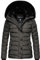 Navahoo Damen warme Winter Steppjacke mit Abnehmbarer Kunstfell-Kapuze Milianaa Anthracite Gr. M
