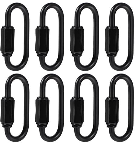 VILLCASE 8 Stück D-Form-Verschlusskarabiner, Schwarze Schnellglieder, Kettenglieder, Strapazierfähige Karabinerhaken, 38X20mm/1,5X0,8 Zoll, Für Camping, Wandern, Rucksäcke, SchlüsselanhäNger