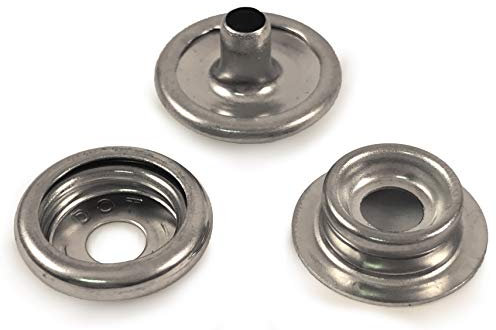 10x DOT A4 Stainless Steel 3 Piece Press Snap Fastener Kit. Caps Sockets Studs for Boat Canopy Canvas Fixings Cover