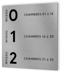 DECOHO - Panneau numéros de chambres et d'étage pour hôtel - Format 20 cm x 20 cm en Dibond Aluminium brossé - Numéros personnalisables