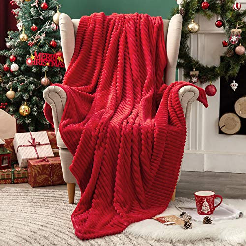MIULEE Kuscheldecke Fleecedecke Flanell Decke Einfarbig Wohndecken Couchdecke Flauschig Überwurf Mikrofaser Tagesdecke Sofadecke Blanket Für Bett Sofa Schlafzimmer Büro 65x82Inch 170x210cm Rot
