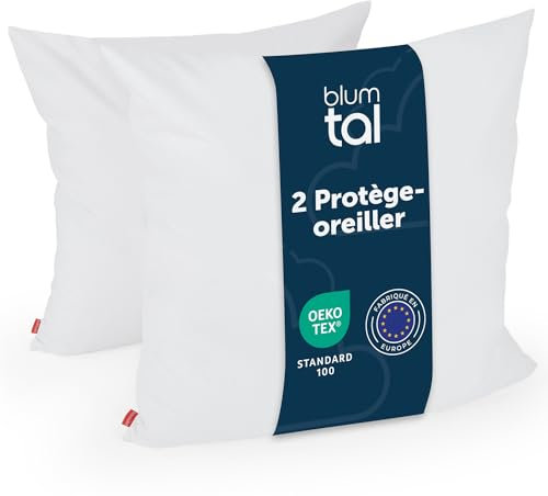 Blumtal taie Oreiller 60x60 cm Lot de 2 - Oeko-TEX zert. Protège Oreiller 60x60 cm - Protege Oreiller Impermeable 60x60 cm - Housse Oreiller 60x60 + Fermeture éclair - sous taie Oreiller 60x60 cm