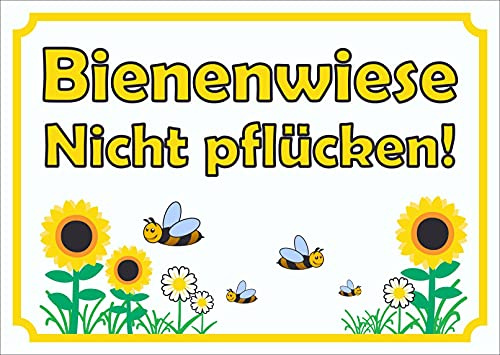 HB-Druck Schild Bienenwiese Nicht pflücken waagerecht A6 (105x148mm)