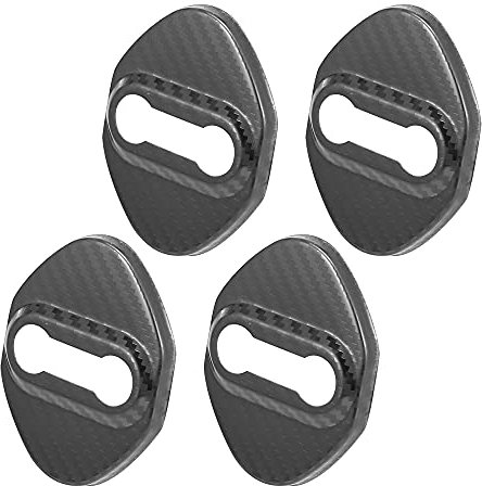 X AUTOHAUX 4pcs Car Door Lock Latches Cover Protector Caps Carbon Fiber Pattern