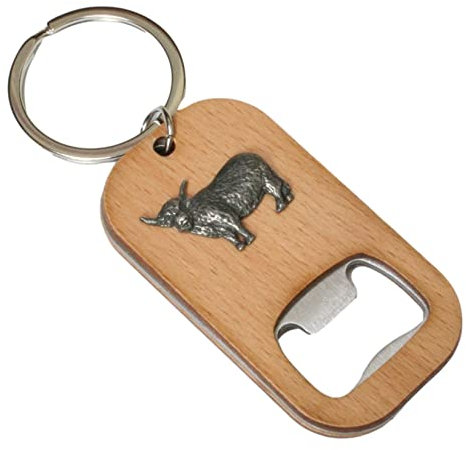 Highland Cow Keyring Bottle Opener Wooden Stainless Steel Key Chain Gift 179