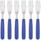 GRÄWE Juego de 6 tenedores de mesa de acero inoxidable, asas de colores, color azul