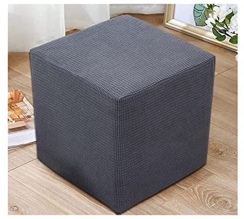 AQIGR Housse de Pouf Carré 40x40/45x45 Extensible Housse Ottomane,Housses de Repose-Pieds en Jacquard Doux pour protéger Le Repose-Pieds, Housse de Pouf avec Fond élastique, Lavable en Machine
