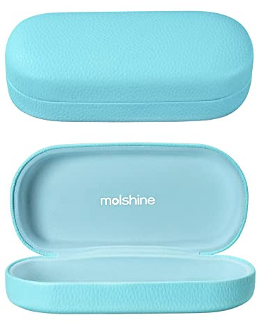 molshine Custodia rigida per occhiali da sole in pelle PU, custodia classica extra large per occhiali da sole e occhiali di grandi dimensioni-(Blu)