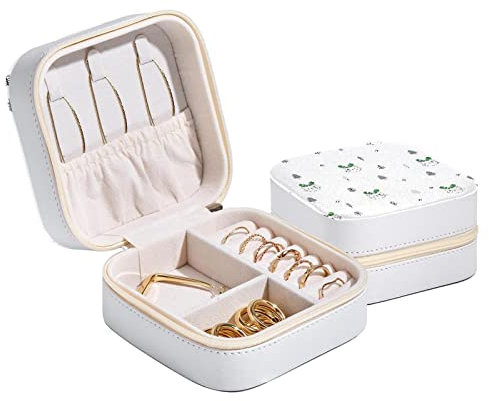 Tragbare Schmuck-Aufbewahrungsbox, Weihnachts-Katzen- und Baum-Mini-Schmuckkästchen für Ringe, Armreif, Halskette, Ohrringe