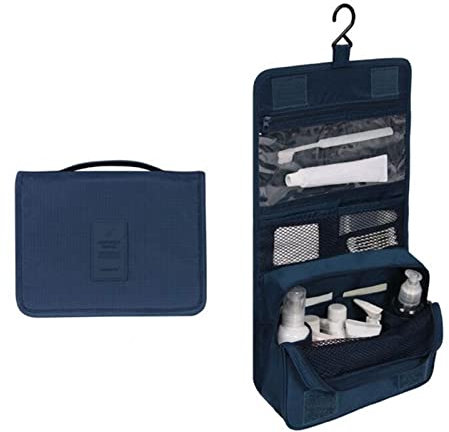 Travel Hanging Toiletry Wash Bag Makeup Cosmetic Organizer Hanging Toiletry Bags for Women, Waterproof Multifunctional Cosmetics Storage Bag for Girls Men(Dark Blue)
