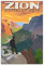 YONGCAI Zion National Park Hiker Sonnenuntergang Vintage Reise Poster Leinwand Wand Home Room Decor Kunst Poster Gemälde Bild Druck Geschenk Poster