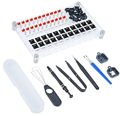 33 Switch Opener Lubing Station Für die Schmierung und Demontage von Mechanischen Tastaturschäften Werkbank aus Acryl Tastenkappen keycap Puller Geeignet für Cherry mx Mechanische Tastaturen Keyboard